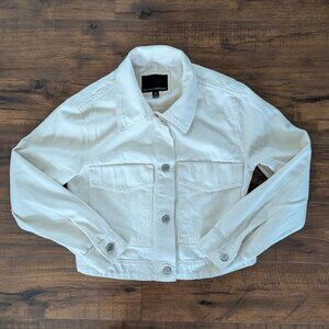 Banana Republic Cropped Utility Denim Jacket in Ecru